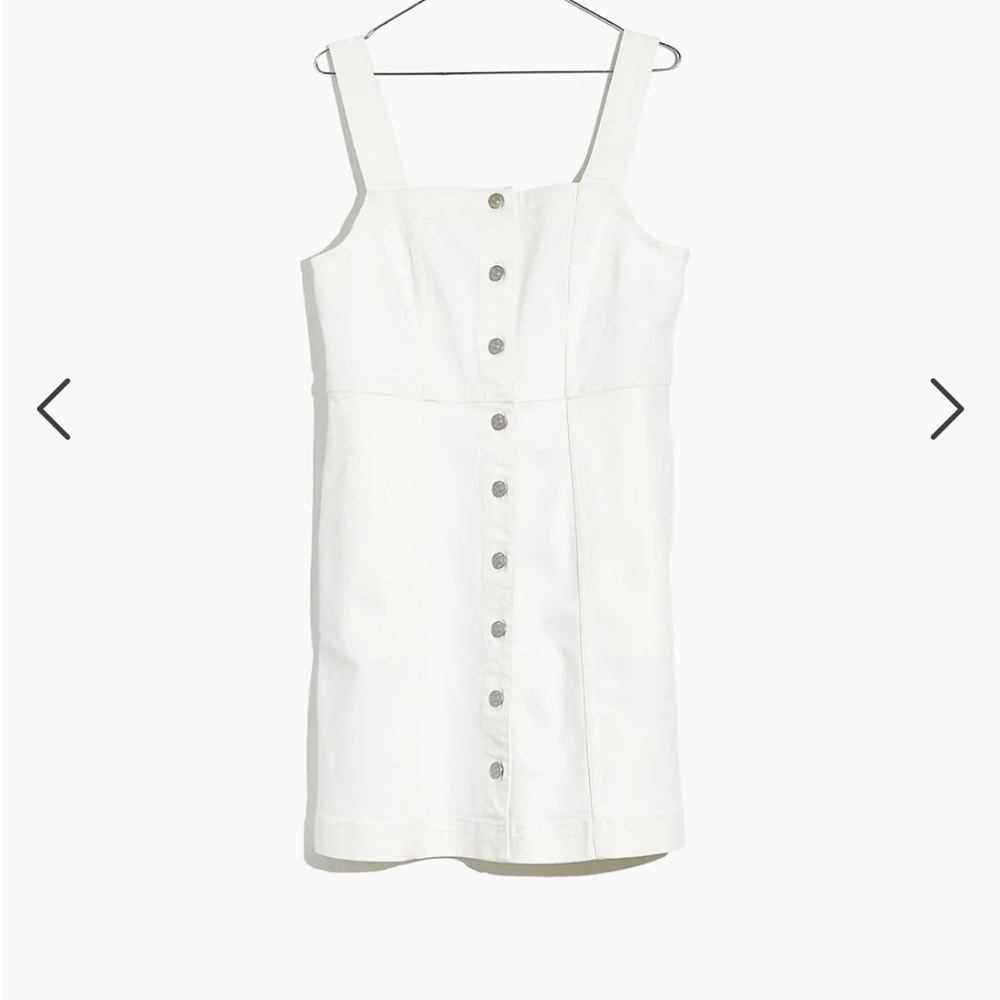 Denim Button-Front Mini Dress in Tile White NWT SOLD OUT STYLE SIZE 4 - Picture 6 of 9